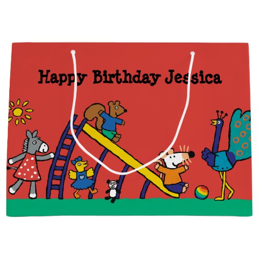 Grand Sac Cadeau Maisy sur le terrain de jeu avec des amis (Devant)