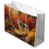 Grand Sac Cadeau Malamute en Alaska à l'automne Feuilles automne in (Dos Angle)