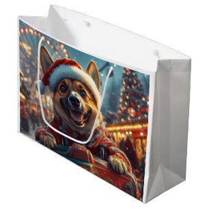 Grand Sac Cadeau Malinois Belge Chien Montagnes Russes Noël