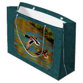 Grand Sac Cadeau Mallard Canards en vol Turquoise (Dos Angle)