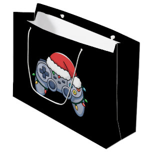 Grand Sac Cadeau Manette de jeu vidéo chapeau de Noël Santa Gamer
