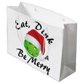 Grand Sac Cadeau Mange, Dink et sois Joyeux Noël Pickleball Large (Dos Angle)