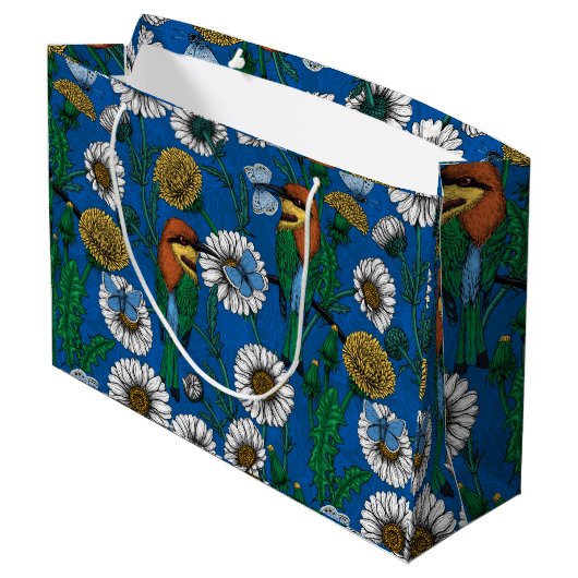 Grand Sac Cadeau Mangeurs d'abeilles sur bleu (Dos Angle)