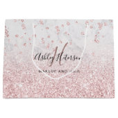 Grand Sac Cadeau Maquillage rose or parties scintillant marbre bril (Devant)