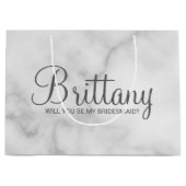 Grand Sac Cadeau Marbre blanc Proposition personnalisée de la domes (Devant)