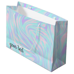 Grand Sac Cadeau marbre blanc violet bleu rose élégant