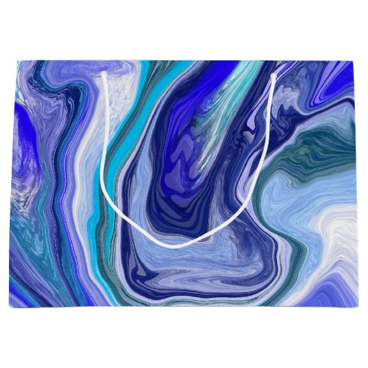 Grand Sac Cadeau Marbre Bleu et Blanc (Devant)