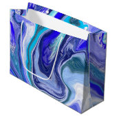 Grand Sac Cadeau Marbre Bleu et Blanc (Devant Angle)