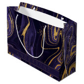 Grand Sac Cadeau Marbre d'or violet Nom de l'effet Joyeux Noël (Dos Angle)