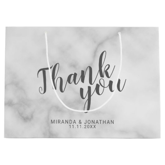 Grand Sac Cadeau Marbre élégant classe mariage préféré (Devant)