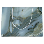 Grand Sac Cadeau Marbre gris bleu avec Veine or (Devant)