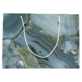 Grand Sac Cadeau Marbre gris bleu avec Veine or (Dos)