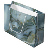 Grand Sac Cadeau Marbre gris bleu avec Veine or (Devant Angle)