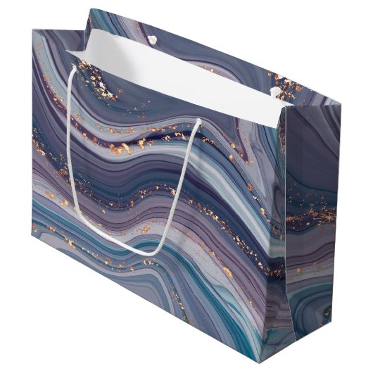 Grand Sac Cadeau Marbre liquide violet et gris (Devant Angle)