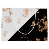 Grand Sac Cadeau Marbre noir et blanc (Dos)