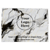Grand Sac Cadeau Marbre noir et blanc (Dos)