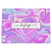 Grand Sac Cadeau Marbré rose violet Turquoise (Devant)