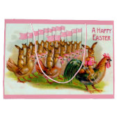 Grand Sac Cadeau marche lapin et poulets de Pâques (Dos)