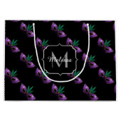 Grand Sac Cadeau Mardi Gras Masque Purple Vert Étincelles Monogramm (Devant)