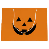 Grand Sac Cadeau Mare orange Jack-o'-lantern face citrouille Hallow (Devant)
