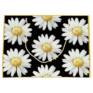 Grand Sac Cadeau Marguerites à points jaunes