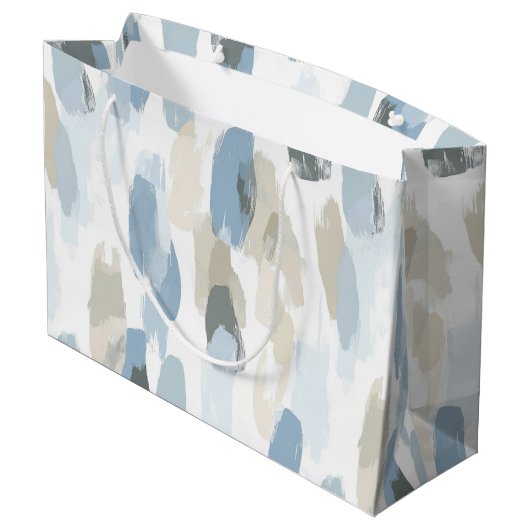 Grand Sac Cadeau Mariage Abstrait à crème blanche bleue (Dos Angle)