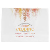 Grand Sac Cadeau Mariage automne vignes brun rouge jaune merci (Dos)