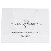 Grand Sac Cadeau Mariage blanc m. mme heart script (Dos)