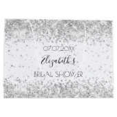 Grand Sac Cadeau Mariage blanc paillettes argent nom (Dos)
