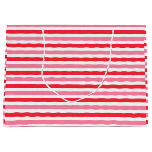 Grand Sac Cadeau Mariage Blanc Rouge Rose Rayures