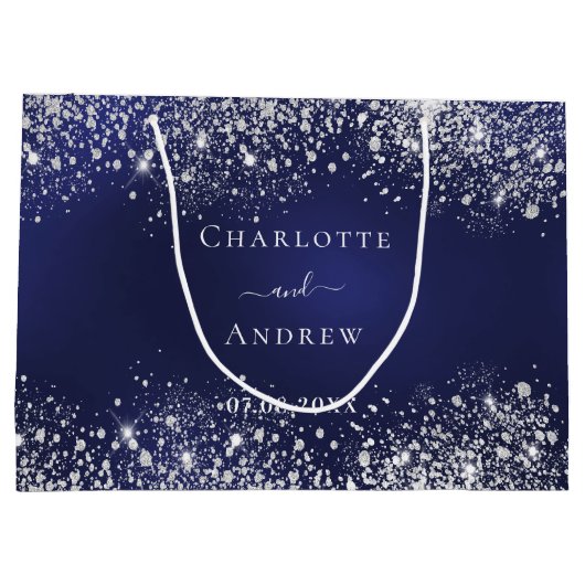 Grand Sac Cadeau Mariage bleu marine (Dos)