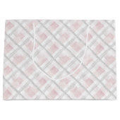 Grand Sac Cadeau Mariage Carrés Pailletés Rose Blanc Argent (Devant)