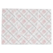 Grand Sac Cadeau Mariage Carrés Pailletés Rose Blanc Argent (Dos)