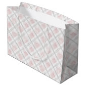 Grand Sac Cadeau Mariage Carrés Pailletés Rose Blanc Argent (Dos Angle)