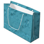 Grand Sac Cadeau Mariage chic bleu aqua marbre (Devant Angle)
