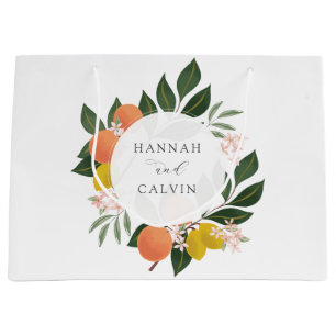 Grand Sac Cadeau Mariage Citron et Verdure