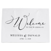 Grand Sac Cadeau Mariage de bienvenue Black Modern Simple Script (Devant)