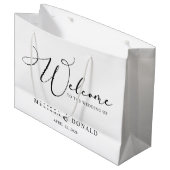 Grand Sac Cadeau Mariage de bienvenue Black Modern Simple Script (Devant Angle)