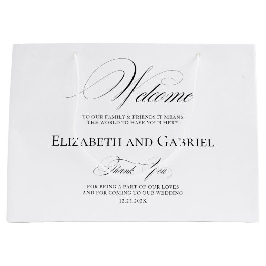 Grand Sac Cadeau Mariage de bienvenue Merci (Devant)