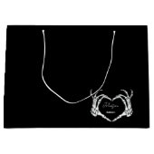 Grand Sac Cadeau Mariage de coeur du crâne gothique de Monogramme (Devant)