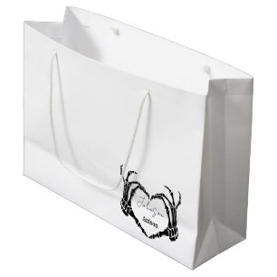 Grand Sac Cadeau Mariage de coeur du crâne gothique de Monogramme