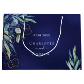 Grand Sac Cadeau Mariage de la marine bleu eucalyptus (Devant)