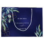 Grand Sac Cadeau Mariage de la marine bleu eucalyptus (Dos)