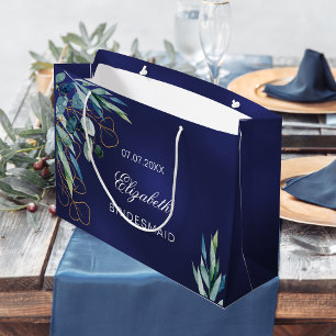 Grand Sac Cadeau Mariage de la marine bleu eucalyptus vert bridesma