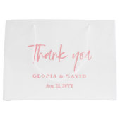 Grand Sac Cadeau Mariage de Merci rose (Devant)