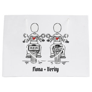 Grand Sac Cadeau Mariage de motocyclette de deux mariées