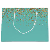 Grand Sac Cadeau Mariage de Parties scintillant Mint Gold Glam (Devant)