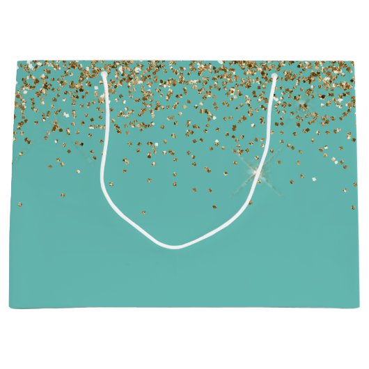 Grand Sac Cadeau Mariage de Parties scintillant Mint Gold Glam (Devant)