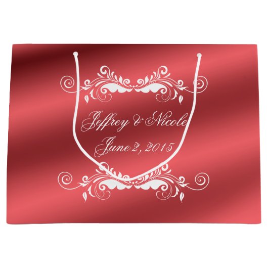 Grand Sac Cadeau Mariage élégant de satin de beau rose (Devant)