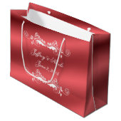 Grand Sac Cadeau Mariage élégant de satin de beau rose (Devant Angle)